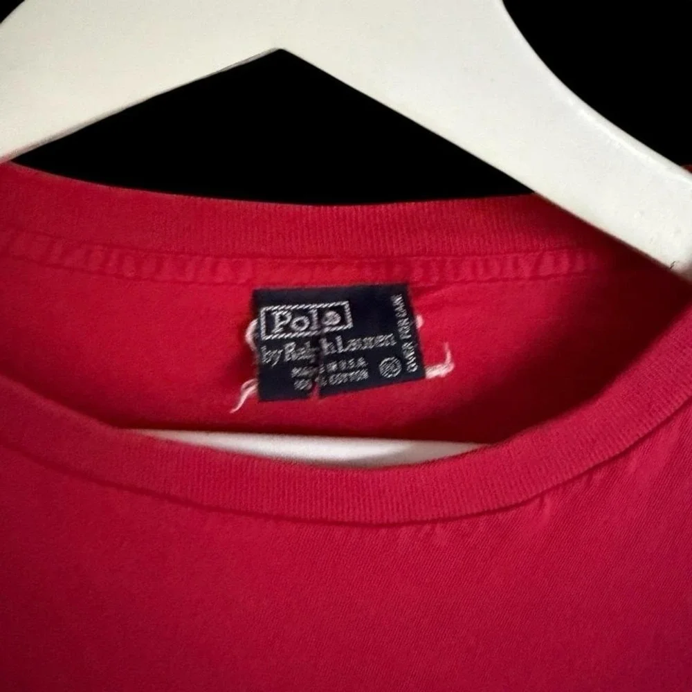 Vintage Polo‎ by Ralph Lauren Single Stitch USA Pocket T Shirt Sz XL Red Faded